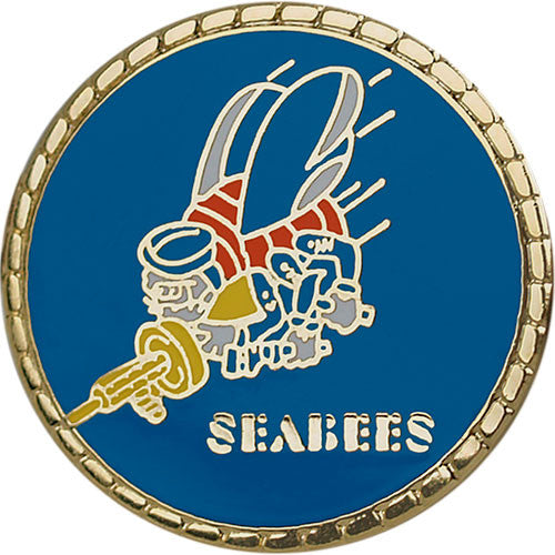 Seabee Logo with Gold Border 7/8" Lapel Pin Pins
