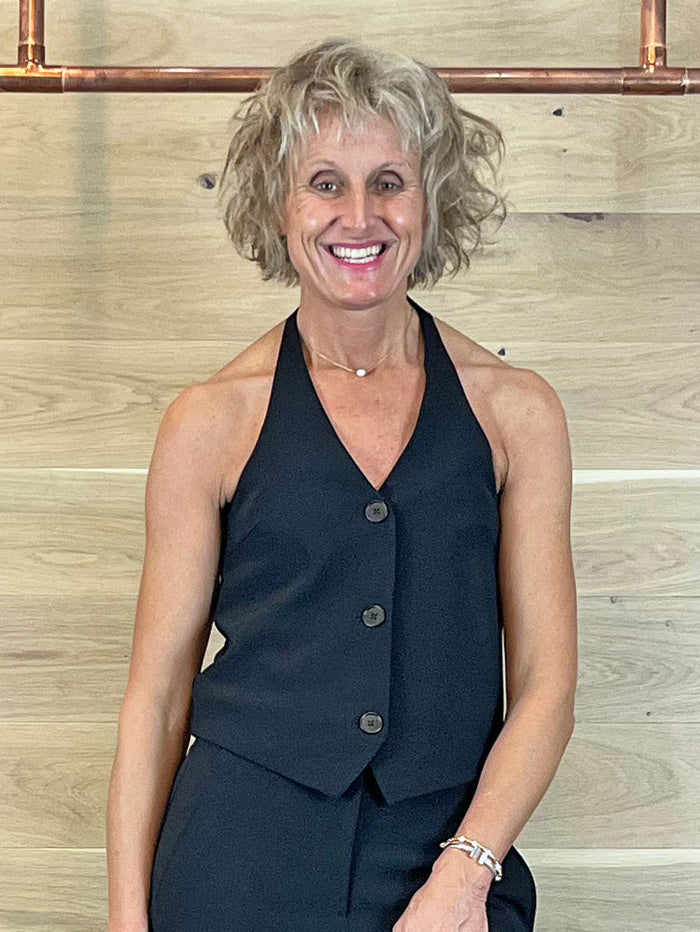 Second Female Fique Tailored Halter Neck Waistcoat Black