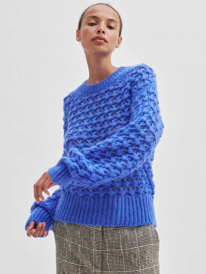 Second Female Ilanka Knit O-Neck Blue