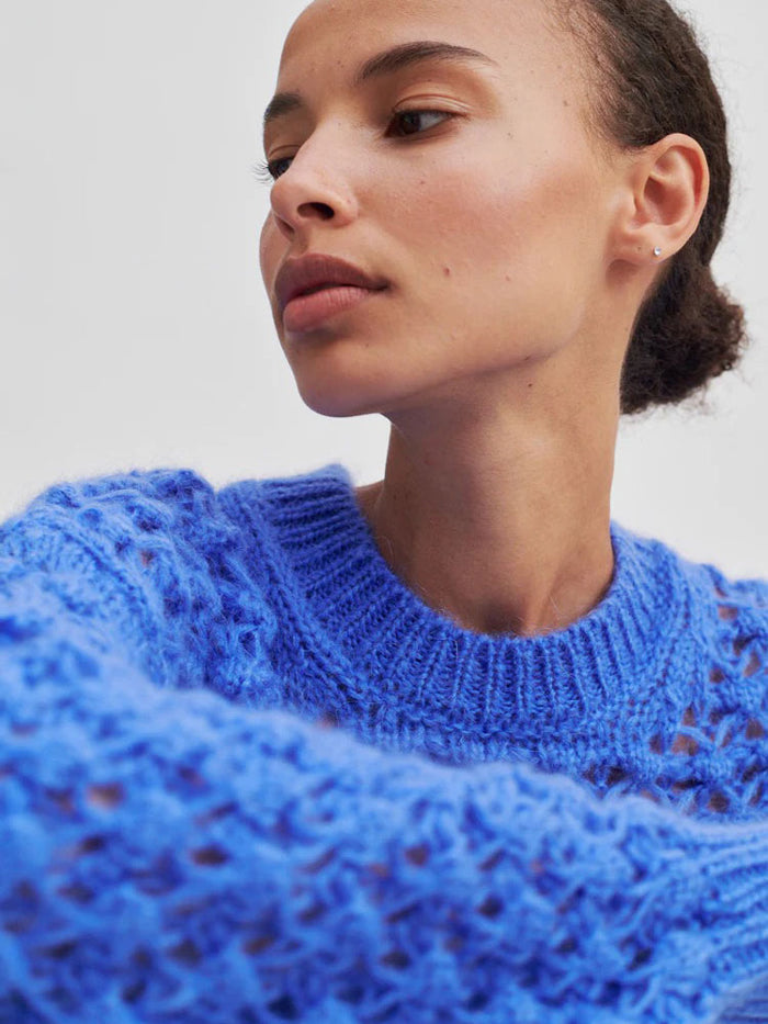 Second Female Ilanka Knit O-Neck Blue