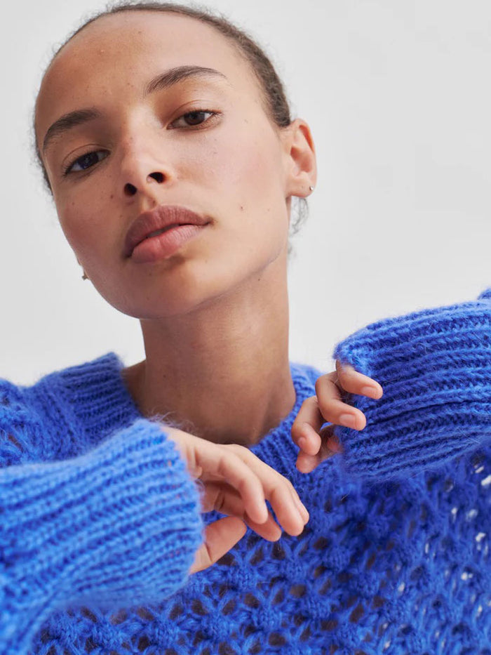 Second Female Ilanka Knit O-Neck Blue