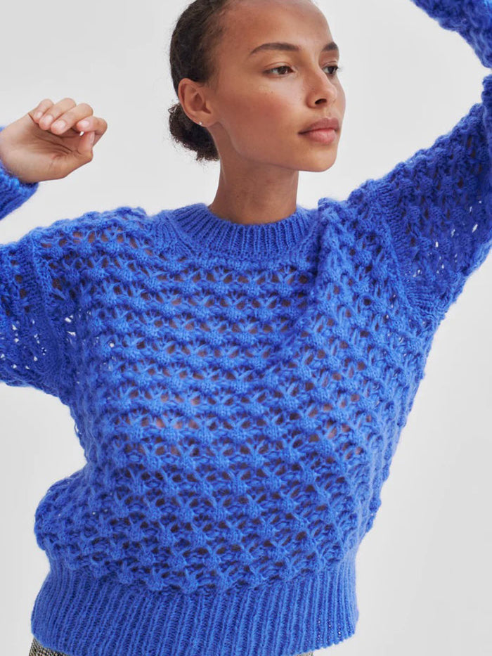 Second Female Ilanka Knit O-Neck Blue