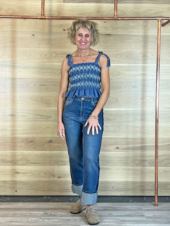 Seventy + Mochi Sally Tie Bandeau Vest Washed Indigo