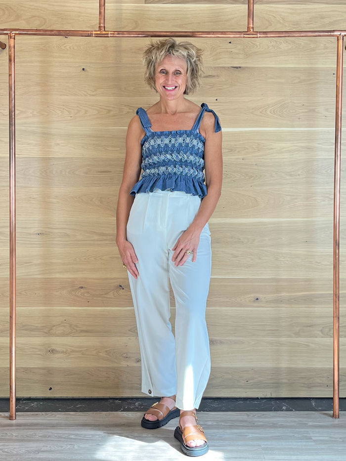 Seventy + Mochi Sally Tie Bandeau Vest Washed Indigo