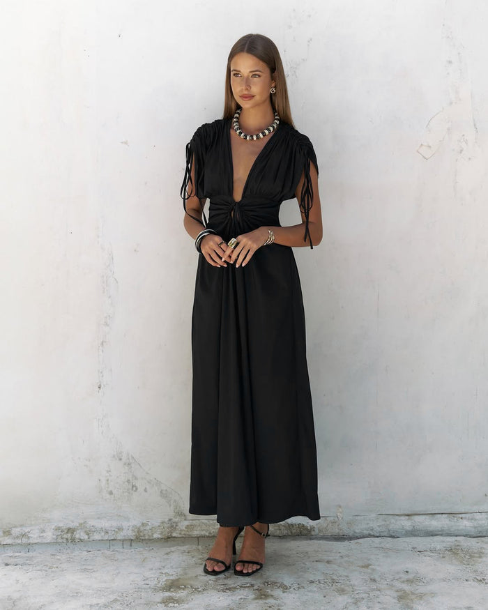 Shadow Flow Maxi Dress - Black