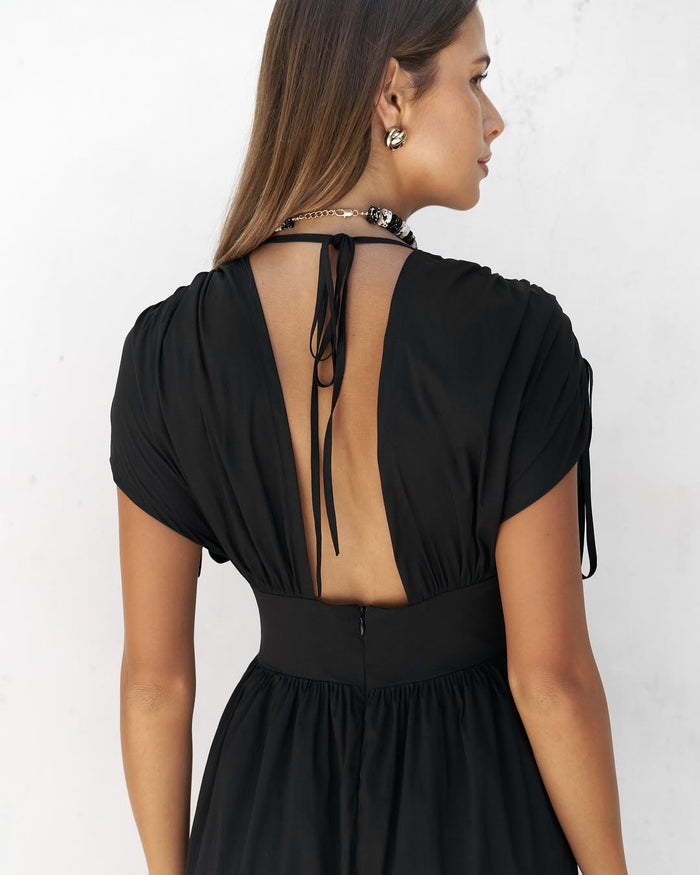 Shadow Flow Maxi Dress - Black