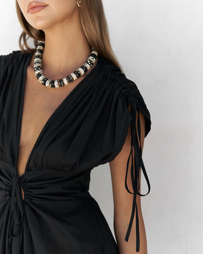 Shadow Flow Maxi Dress - Black