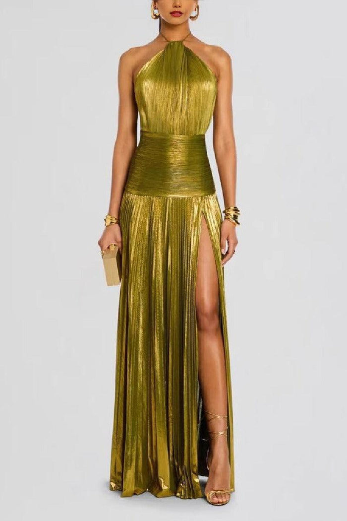 Sheath-Column Floor Length Bronzing Fabric Wedding Guest Dress 924470310173