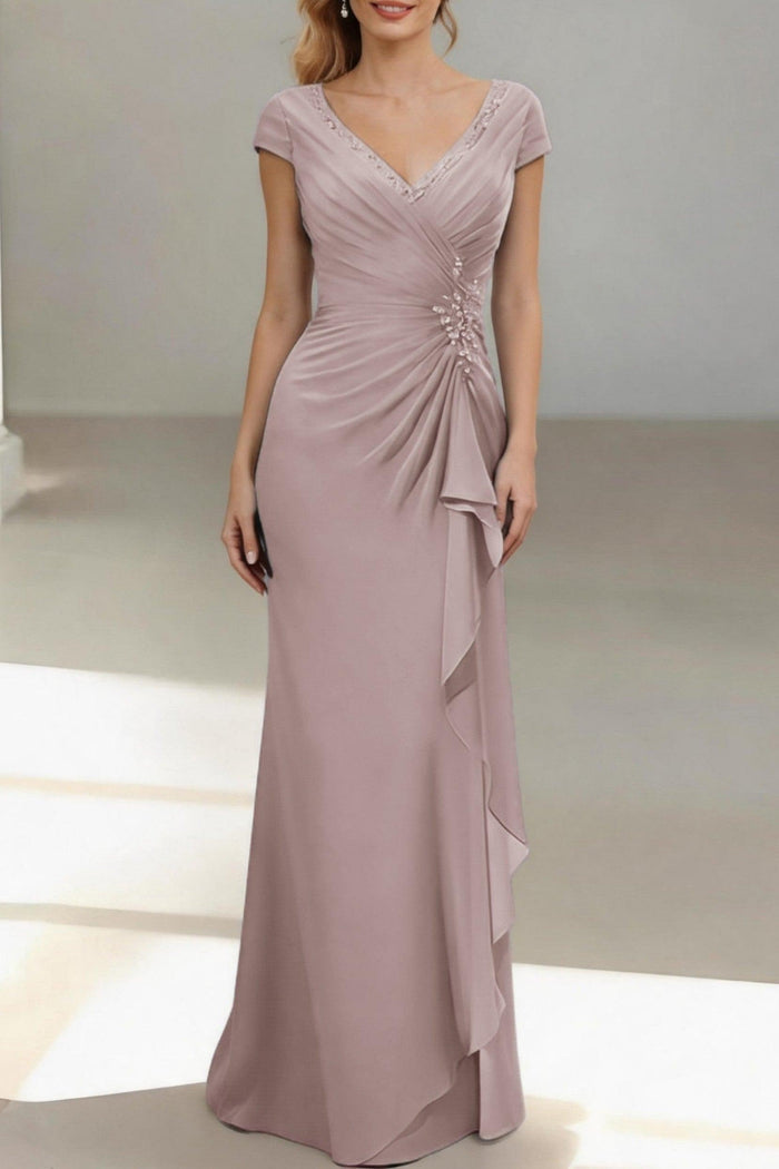 Sheath-Column Floor Length Chiffon Mother of the Bride Dress CM0436