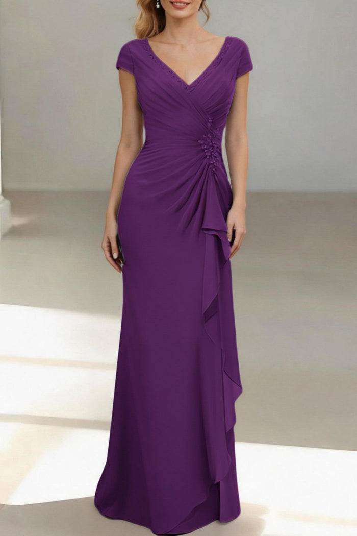 Sheath-Column Floor Length Chiffon Mother of the Bride Dress CM0436