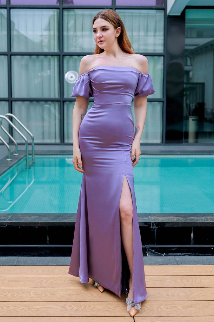 Sheath-Column Floor Length Luxe Satin Bridesmaid Dress CB0712 - COCOMELODY