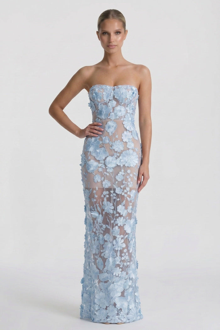 Sheath-Column Maxi Lace Wedding Guest Dress CG0318