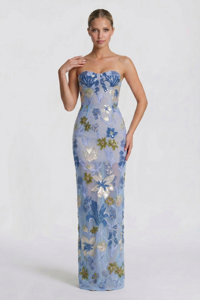 Sheath-Column Maxi Lace Wedding Guest Dress CG0320