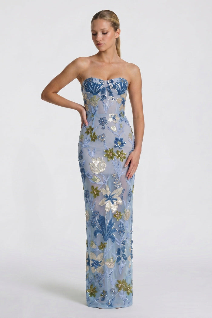 Sheath-Column Maxi Lace Wedding Guest Dress CG0320