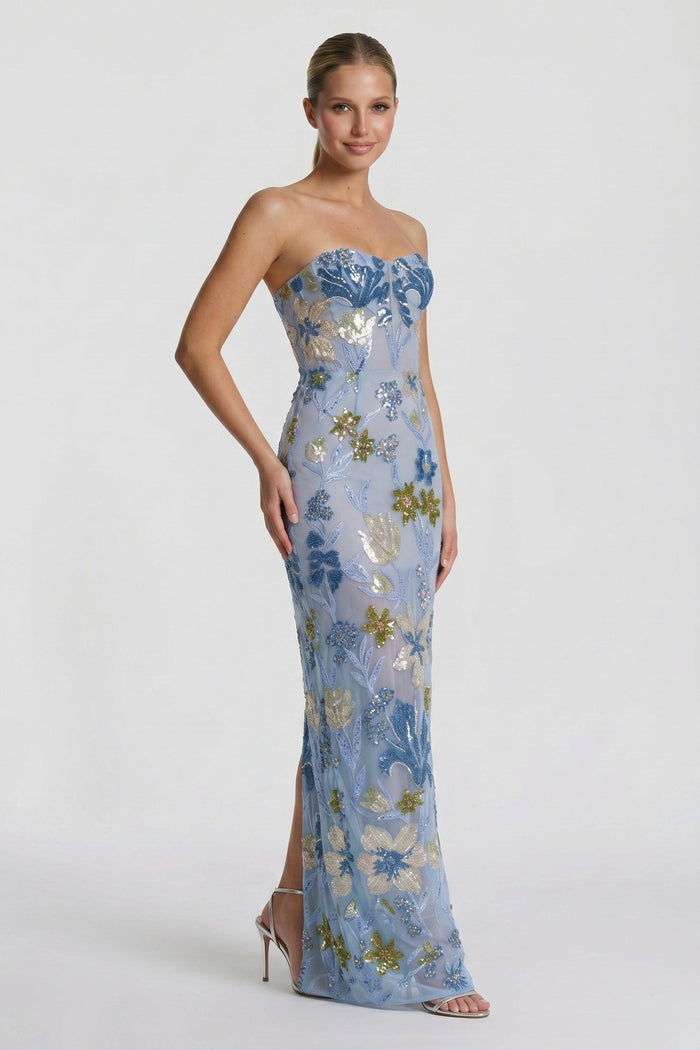 Sheath-Column Maxi Lace Wedding Guest Dress CG0320