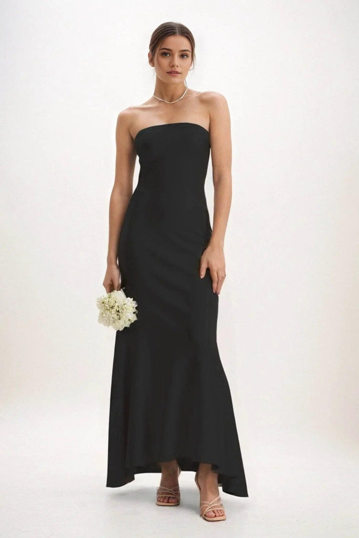 Sheath-Column Midi Luxe Satin Dress CB0829CS - COCOMELODY
