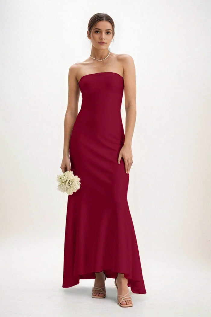 Sheath-Column Midi Luxe Satin Dress CB0829CS - COCOMELODY