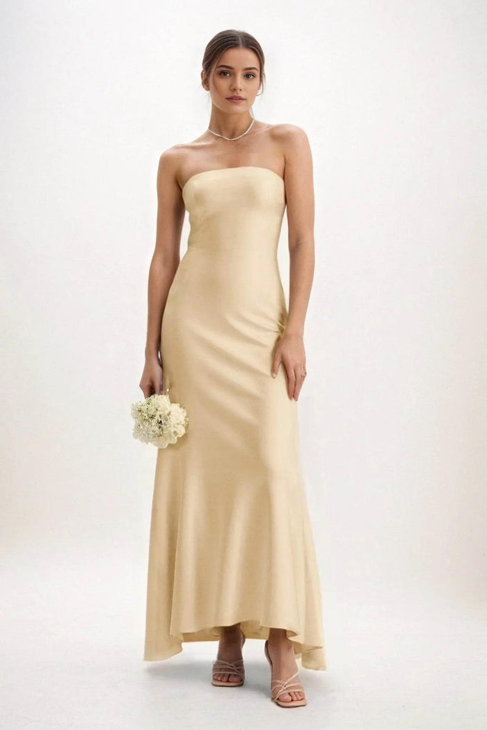 Sheath-Column Midi Luxe Satin Dress CB0829CS - COCOMELODY