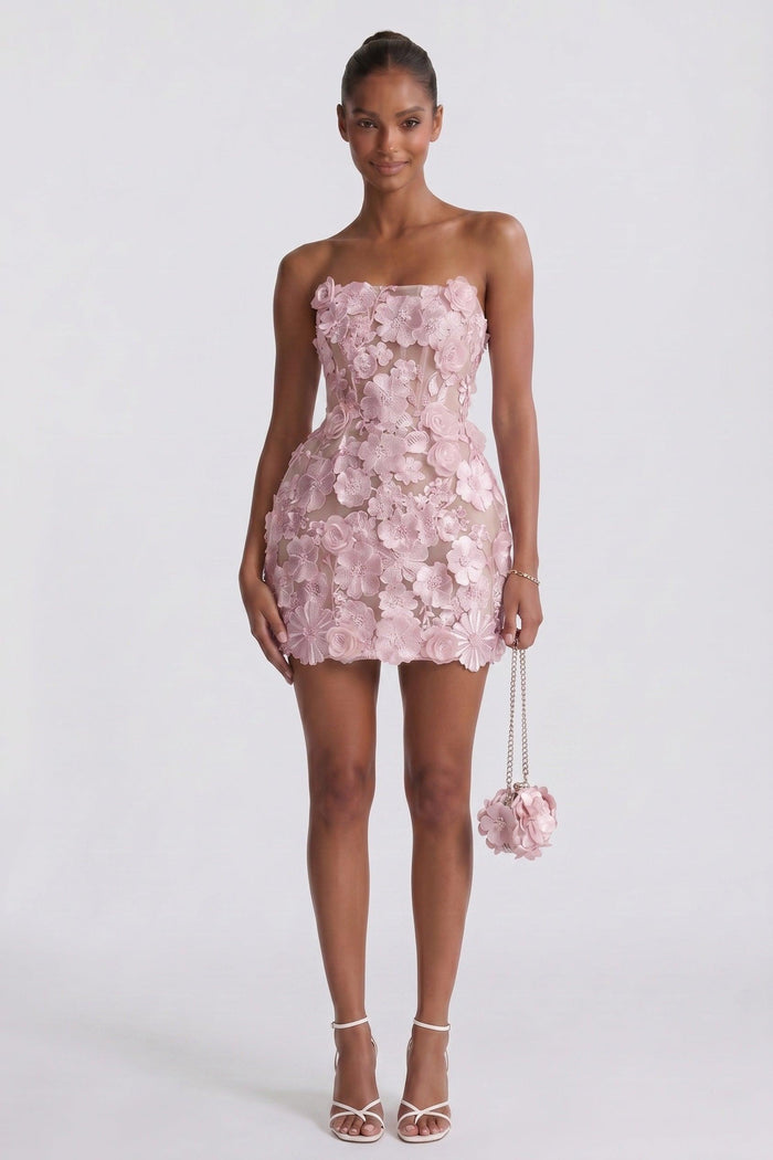 Sheath-Column Mini Lace Wedding Guest Dress CG0319
