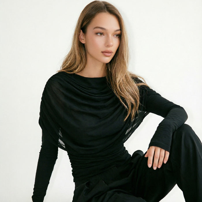 Sherry Full Sleeves Mesh Top - Black