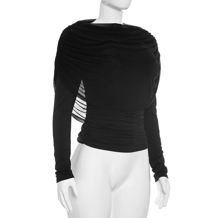 Sherry Full Sleeves Mesh Top - Black
