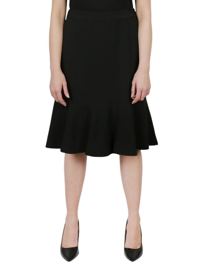 Side Zips Slim To Flounce Skirt Stretch Crepe
