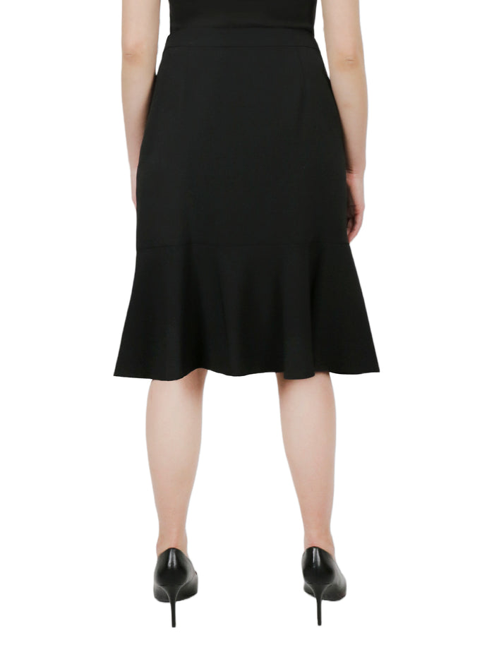 Side Zips Slim To Flounce Skirt Stretch Crepe
