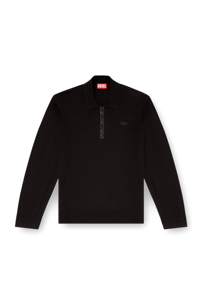 Silk-blend polo jumper with satin placket