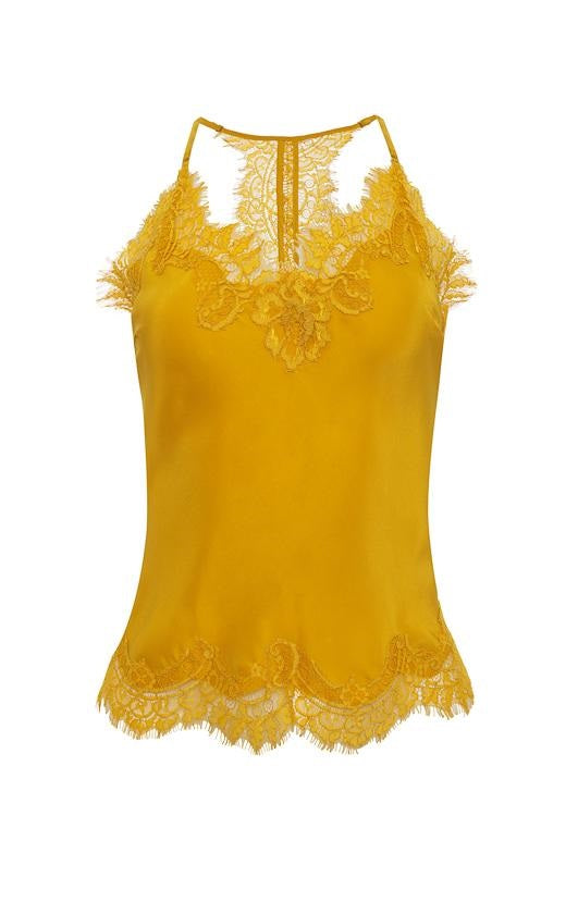 Silk Lace Razorback Cami - Gold