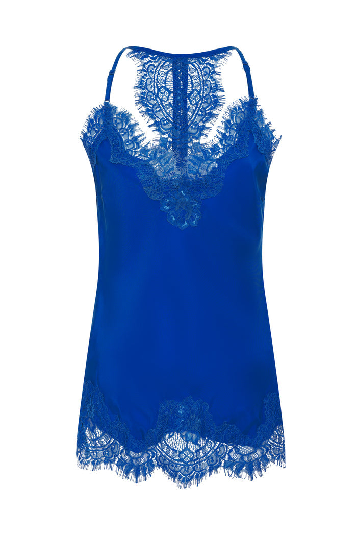 Silk Lace Razorback Cami True Blue