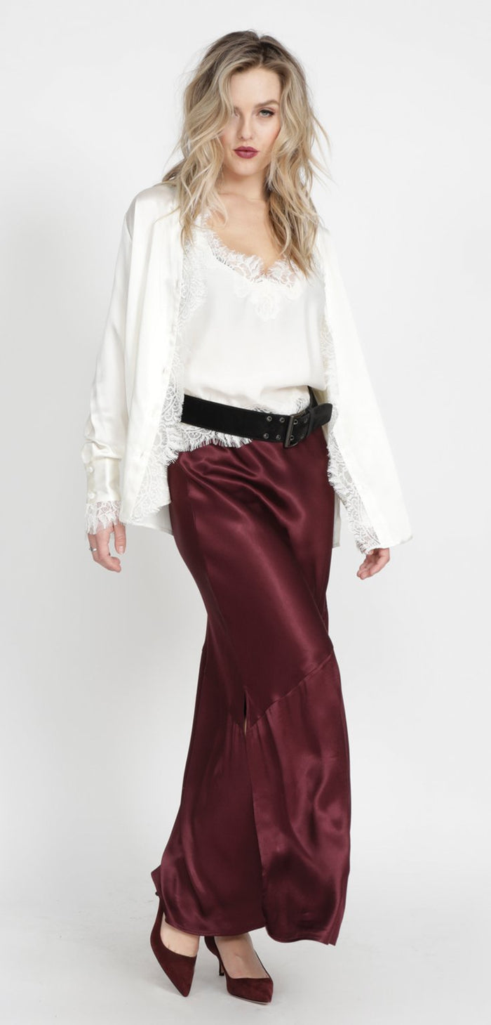 Silvia Long Bias Skirt - Burgundy