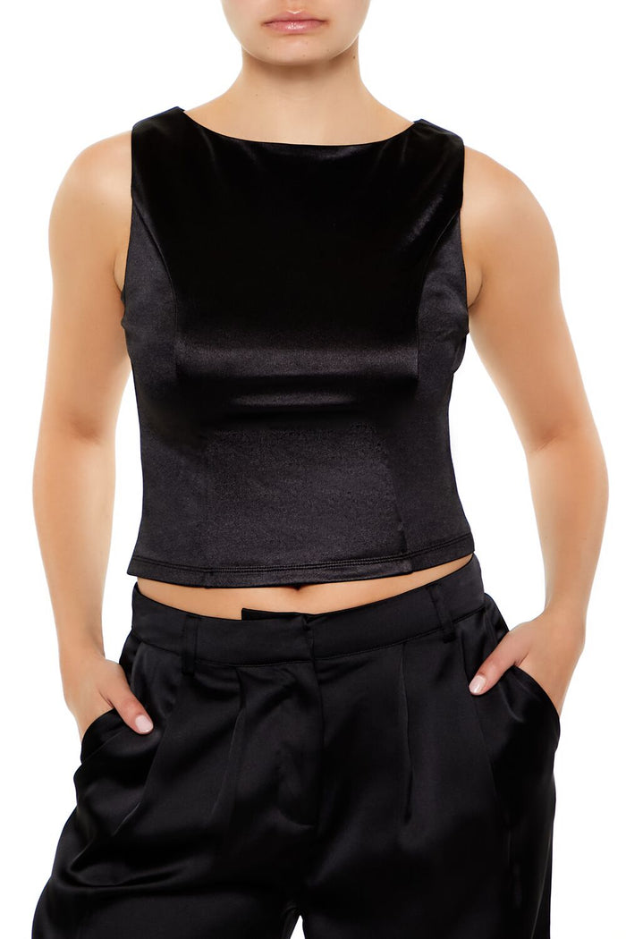 Sleeveless Satin Tank Top