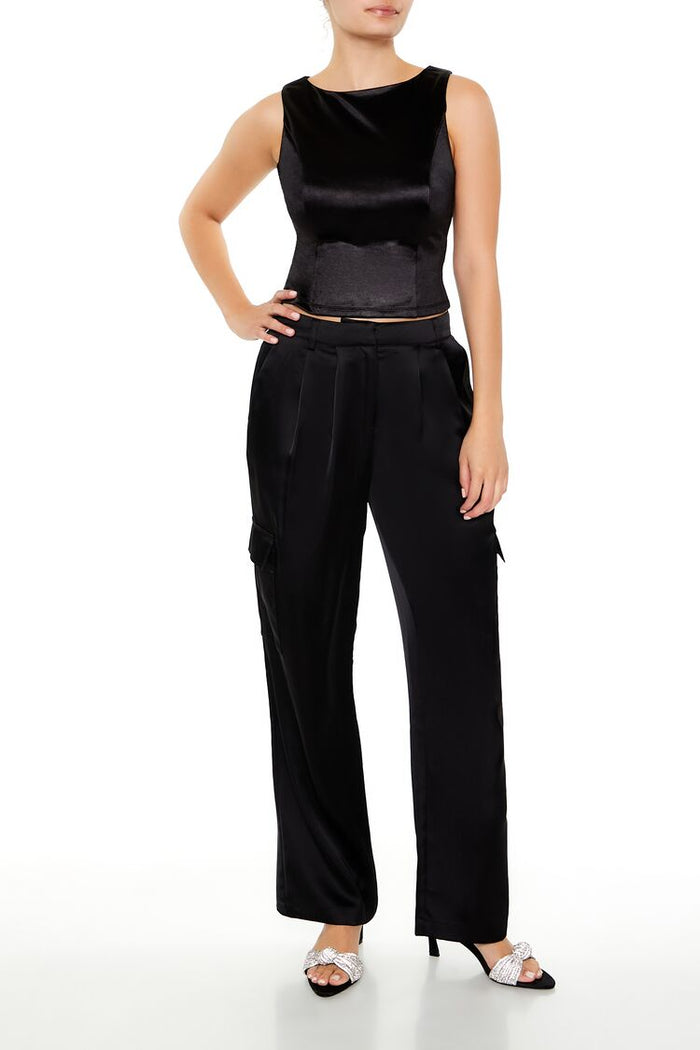 Sleeveless Satin Tank Top