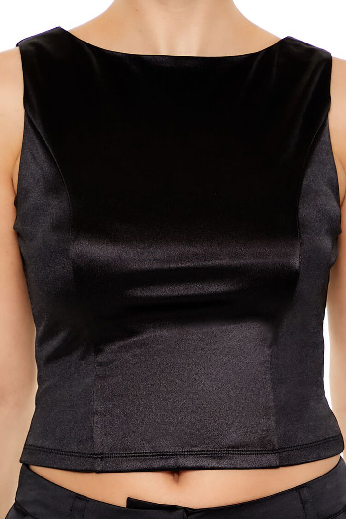Sleeveless Satin Tank Top