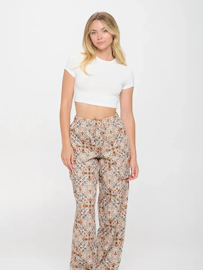 SM Wardrobe - Bee Floral Print Cargo Pants