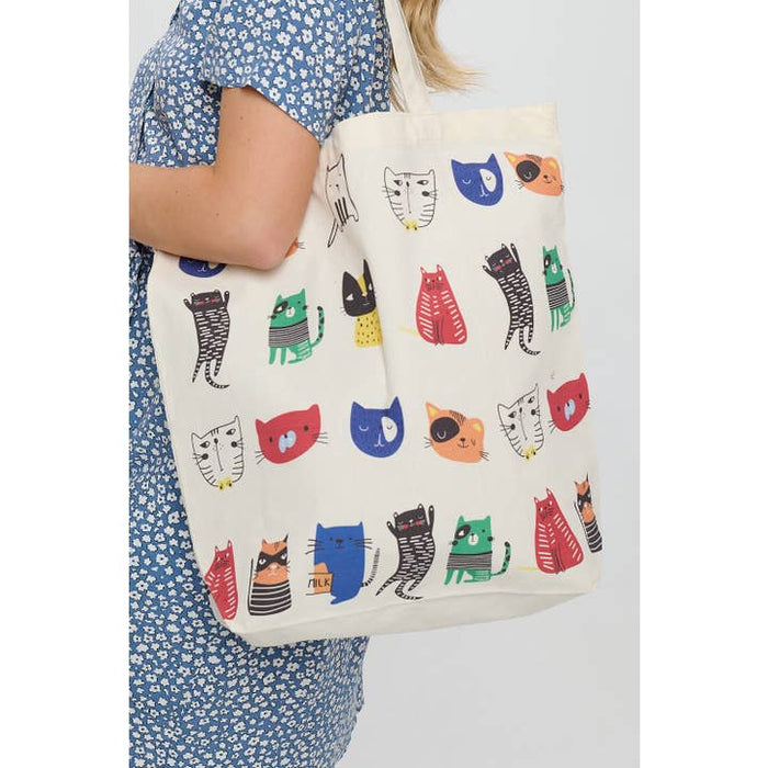 SM Wardrobe- Colorful Cartoon Cat Face Tote Bag