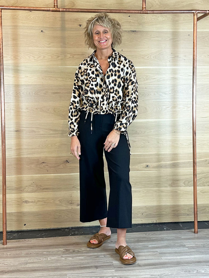 Soaked in Luxury SLCorinne Wide Cropped Trousers Black