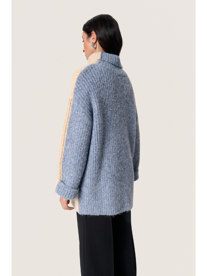 Soaked in Luxury SLPleoni Highneck Pullover Beige & Blue