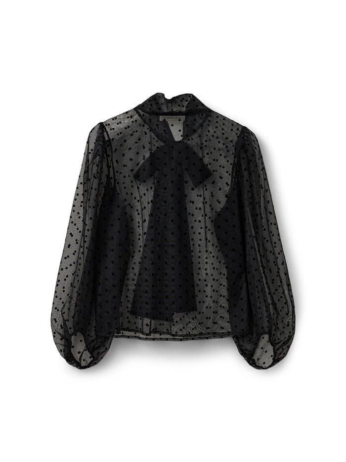 Sofie Schnoor Zayla Sheer Blouse with Tie Black