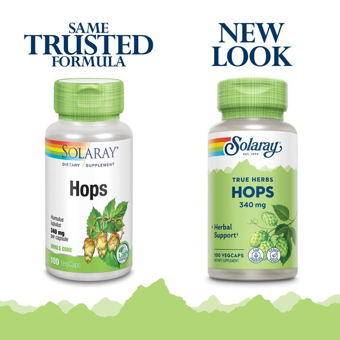 SOLARAY Hops Cone, Veg Cap (Btl - Plastic) 340mg | 100ct - The Oasis of Health