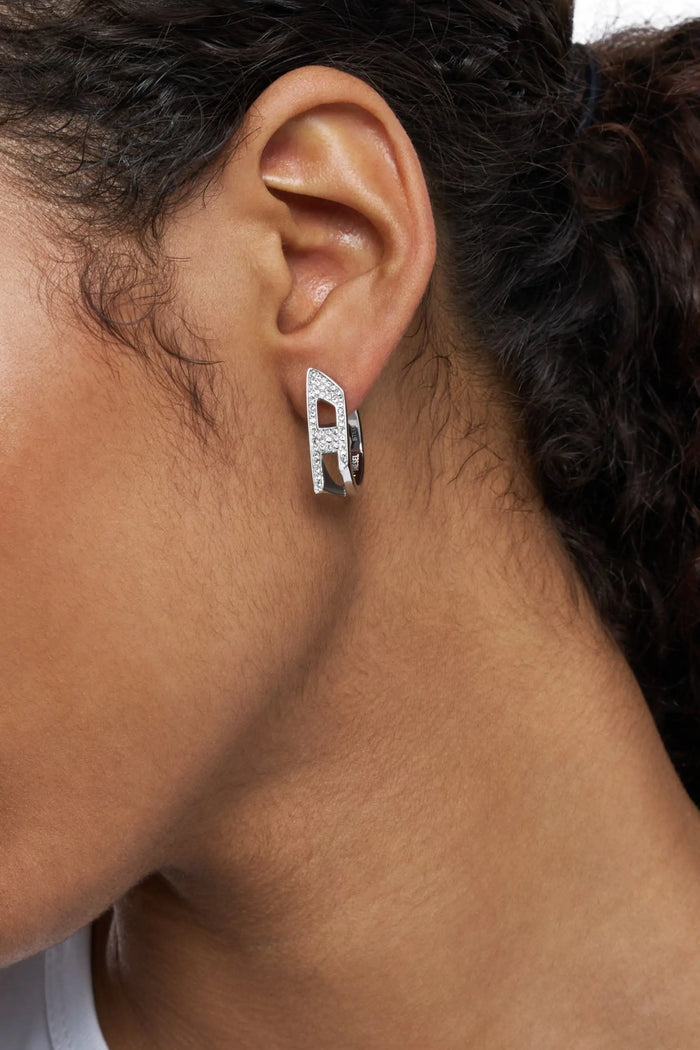 Stainless steel glitz hoop earring