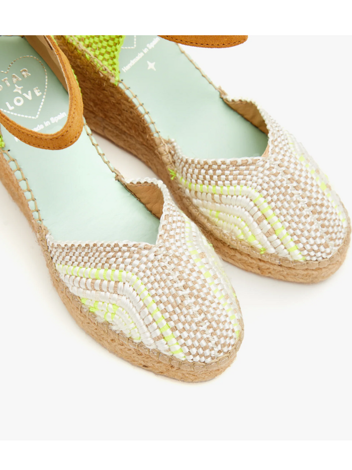 Star Love Carinae Closed Toe Espadrille Wedges Yellow