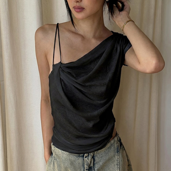 Stells One Shoulder Strappy Top - Black