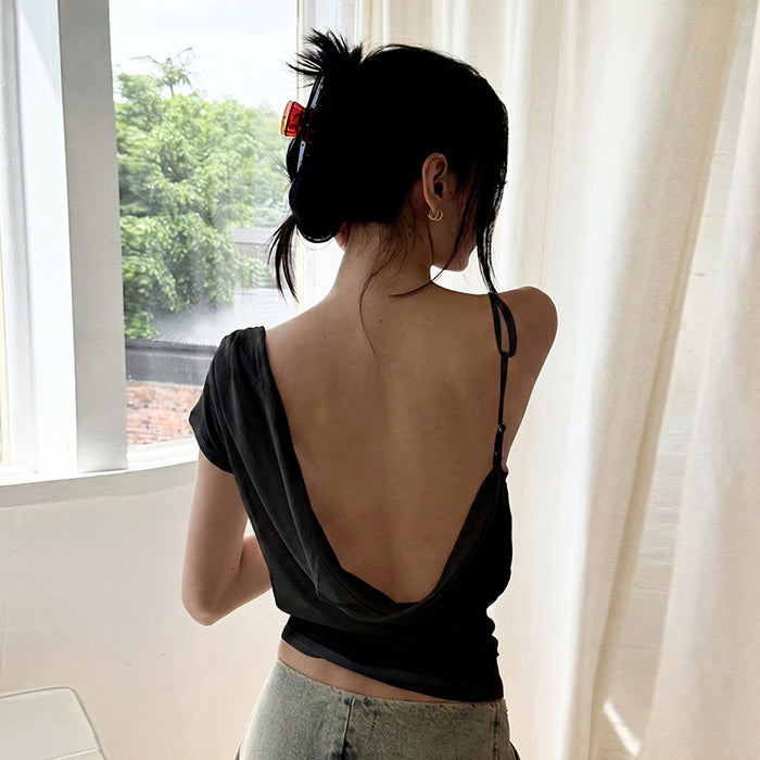 Stells One Shoulder Strappy Top - Black