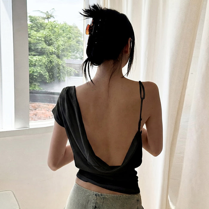 Stells One Shoulder Strappy Top - Black