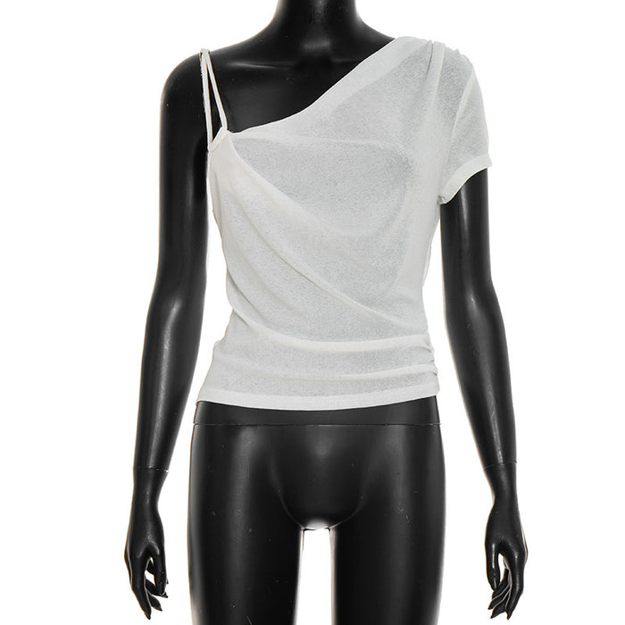 Stells One Shoulder Strappy Top - White