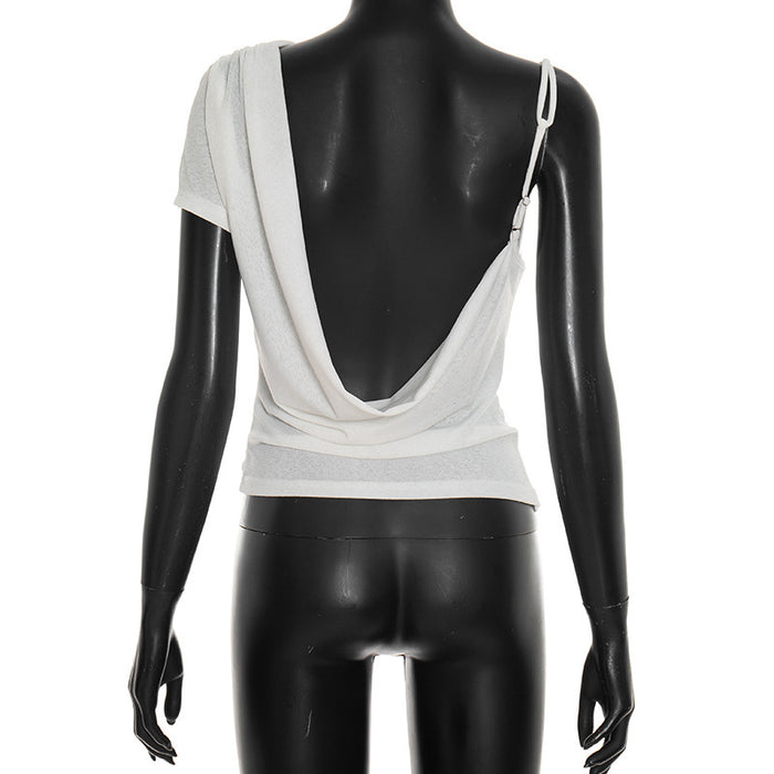 Stells One Shoulder Strappy Top - White