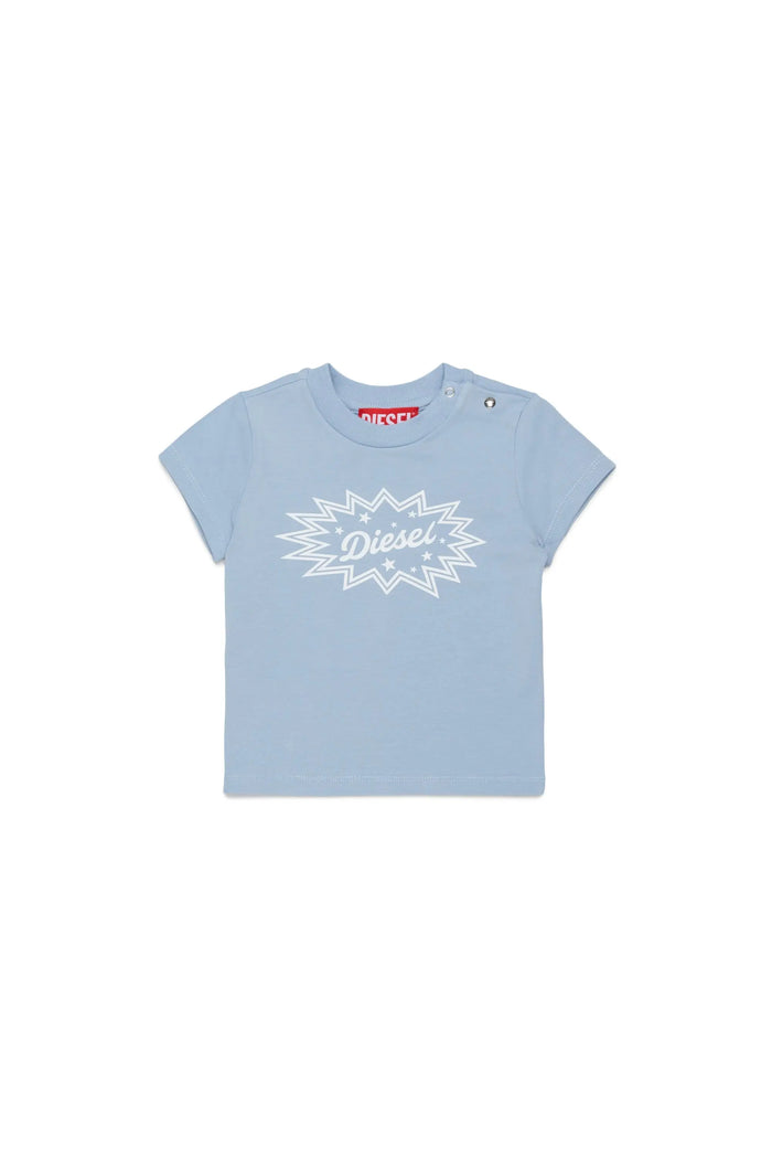 Stretch-cotton T-shirt with starburst logo print