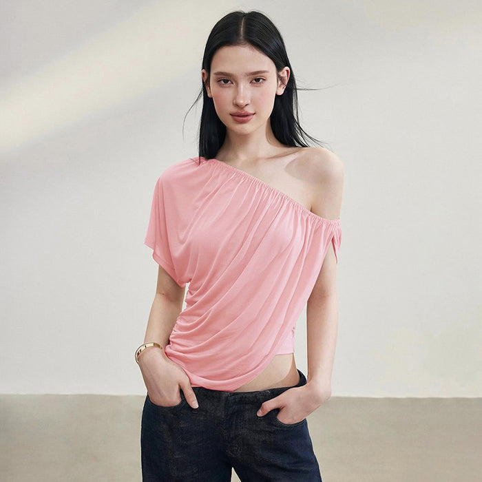 Strobe One Shoulder Solid Top - Pink
