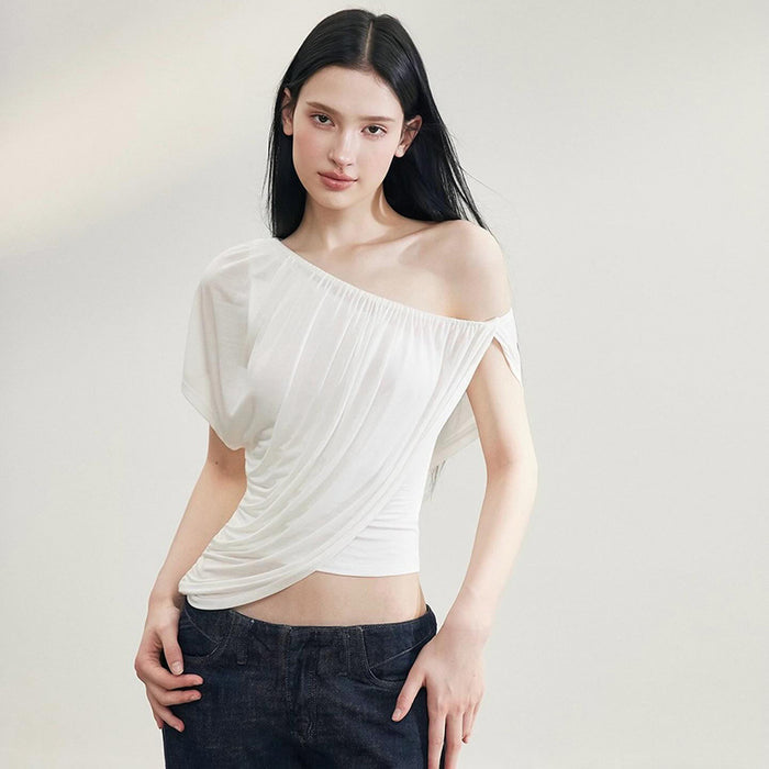 Strobe One Shoulder Solid Top - White